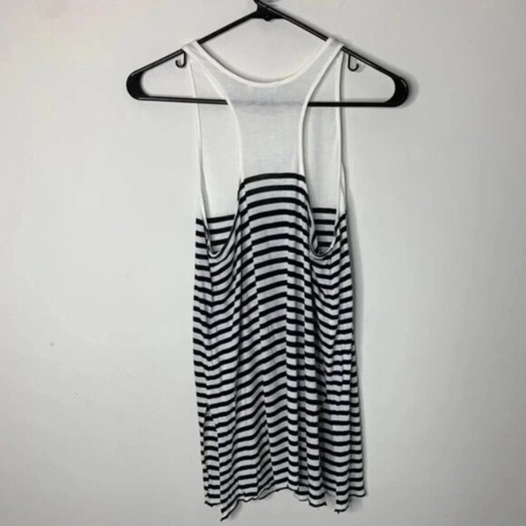 Aritzia Wilfred Tank Top Striped Racerback Side Split Hem White Black Size XS - Picture 11 of 11